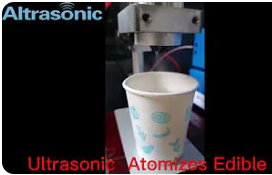 Máquina de atomização ultrassônica atomizando óleo comestível da Altrasonic